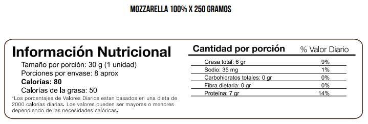 Mozzarella 100% búfala tajado  250 gr - MercaViva Medellín
